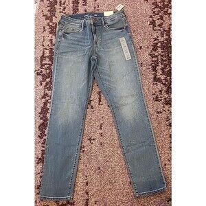 Old Navy power slim straight mid rise 10 Long women's blue jean